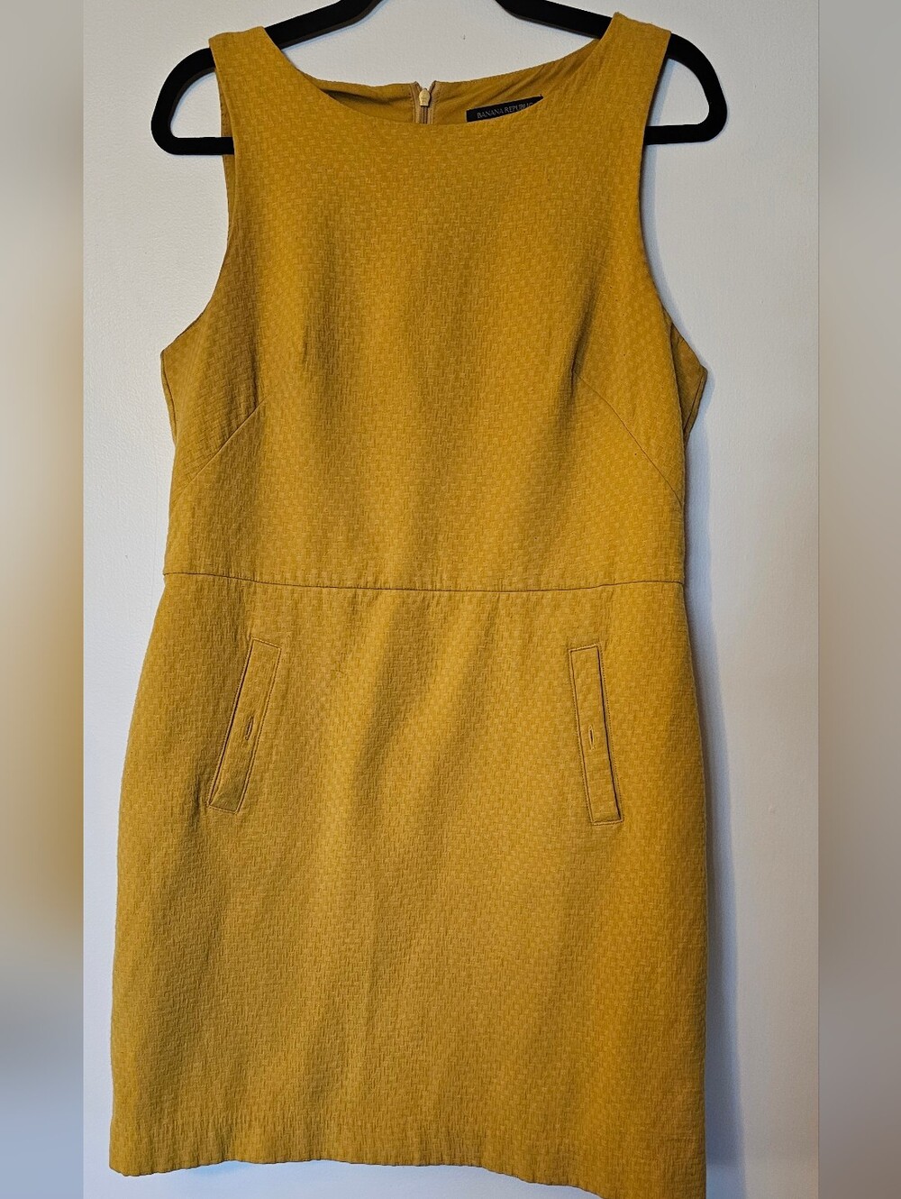 Banana Republic Mustard Yellow Textured Sheath Dress Size 10